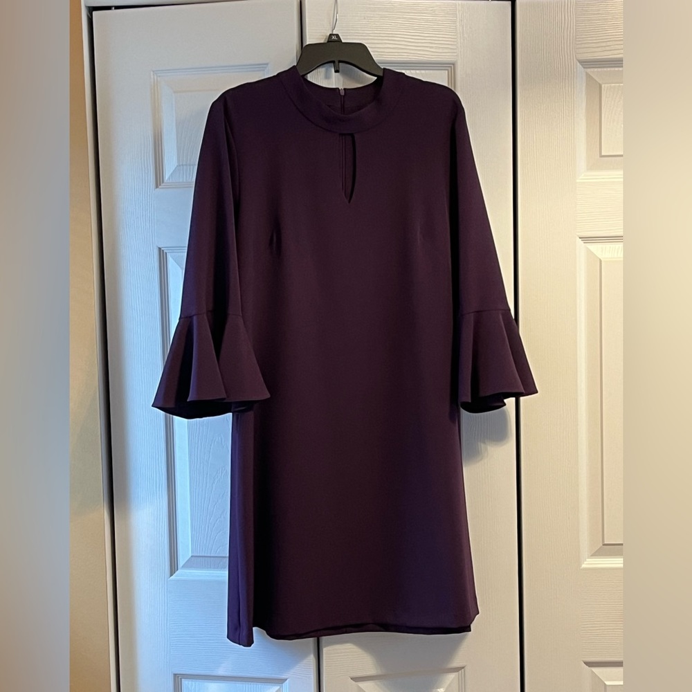 Perceptions women’s plum dress with ruffle sleeves - 18